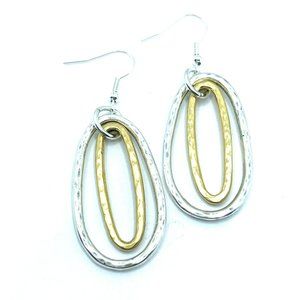 Brighton Long Oval Hoops Pebble Brushed Hammered Silver & Gold Custom Earrings